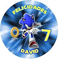 Los mejores  - OBLEA de Sonic Personalizada con Nombre y Edad para Pastel o Tarta- Especial para cumpleaños- Medida Redonda de 20cm de…